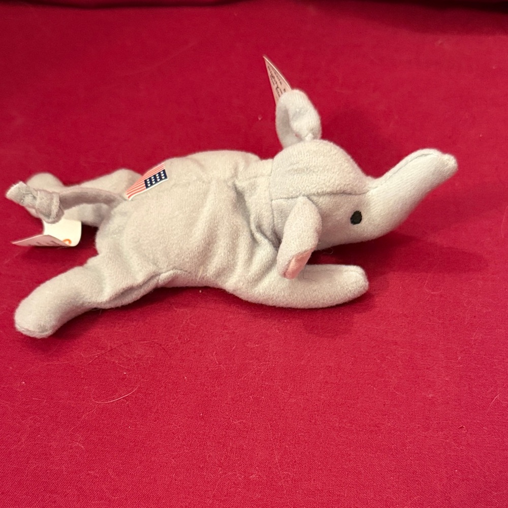 Miniature Ty Plush Elephant and Donkey Set - Gray and Blue - Picture 4 of 8